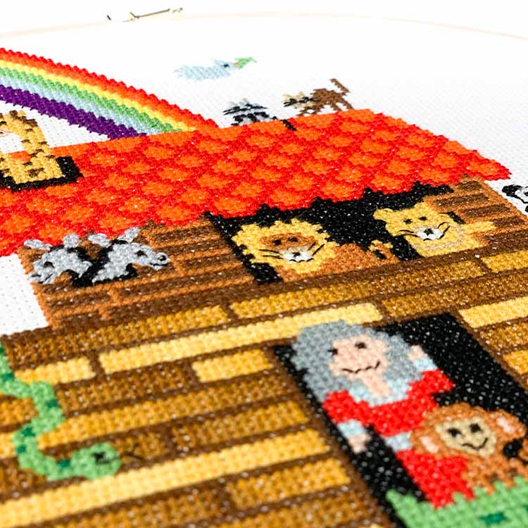 Noachs Ark kruissteek borduurpakket kraamcadeau pasgeboren baby