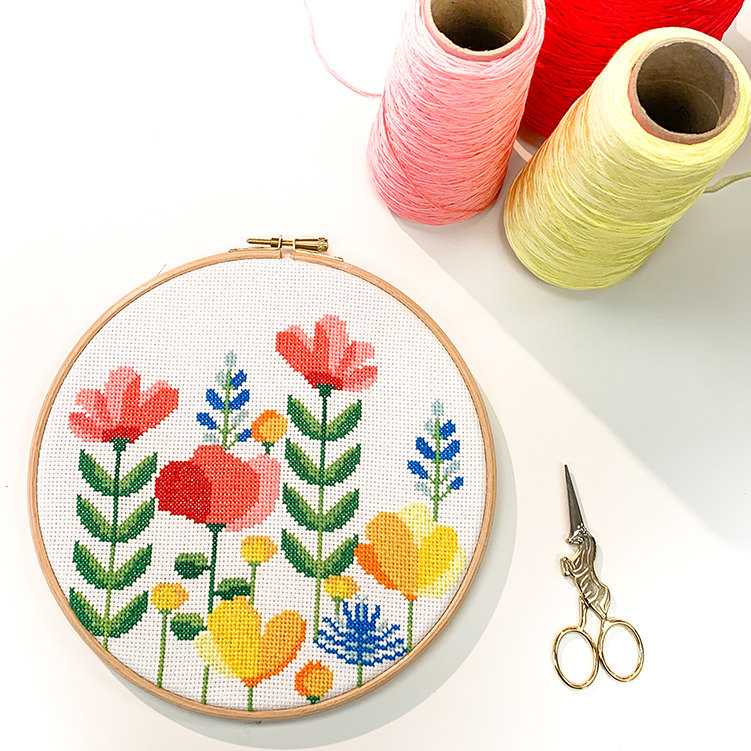 Kruissteek borduurpakket met bloemen