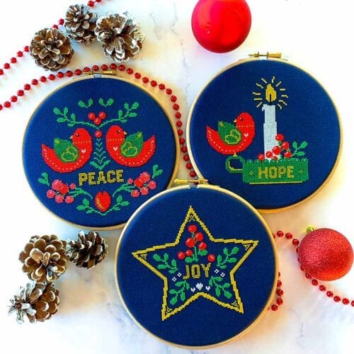 Set of 3 christmas cross stitch kits