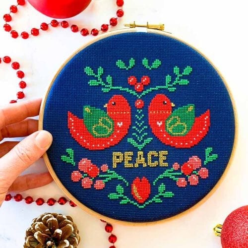 Peace christmas cross stitch kit