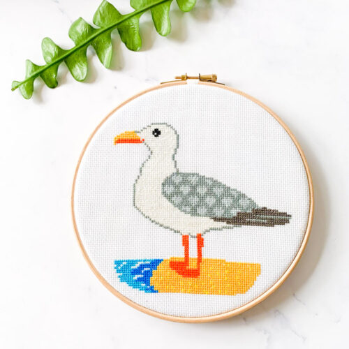 seagull cross stitch kit for beginners including embroidery hoop