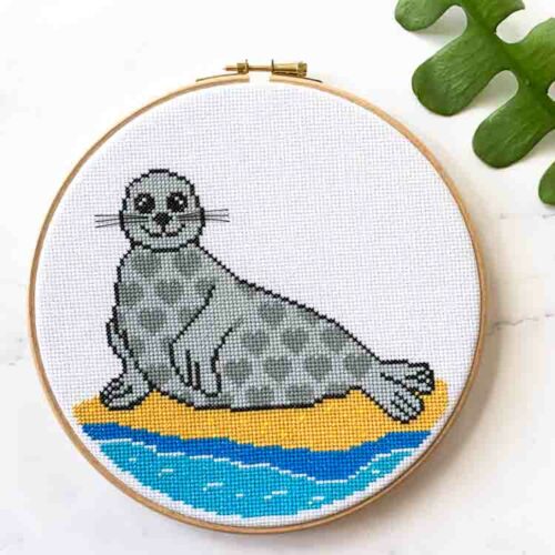 seal cross stitch kit summer beach pattern