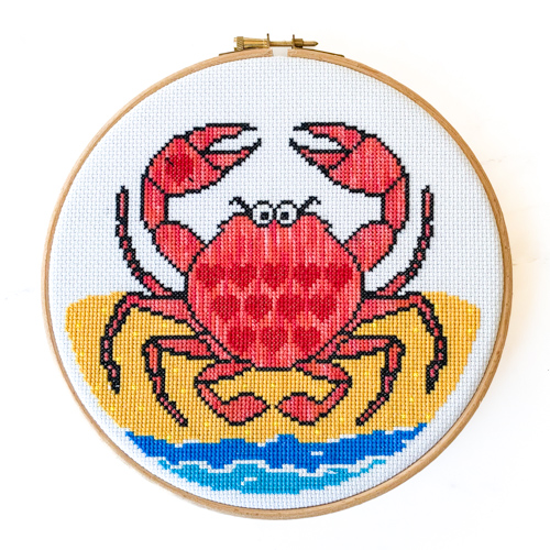 krab borduurpakket met meerkleurig borduurgaren