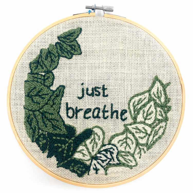 14920 botanical punch needle kit quote just breathe