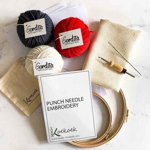 adjustable punch needle kit for beginners red antracite wool Studio Koekoek