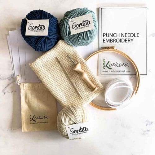punch needle supplies kit with luxury punch needle blue ecological wool