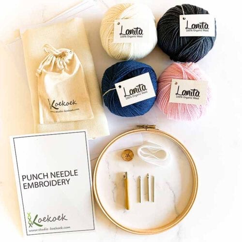 pink blue 3 size punch needle kit starter