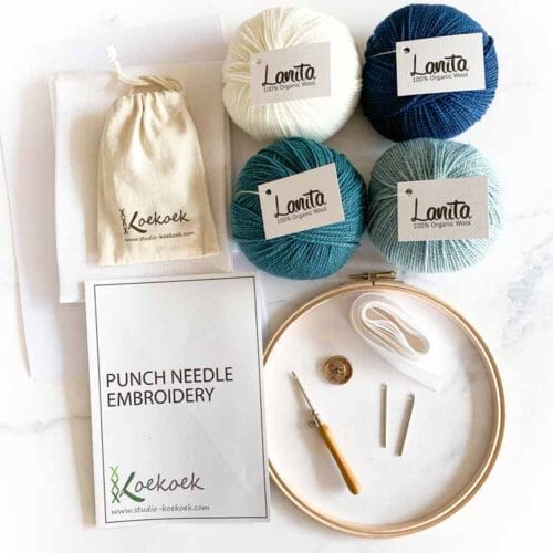 eco punch needle kit for starters ocean blue