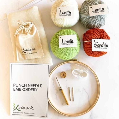 fresh green 3 size punch needle kit starter