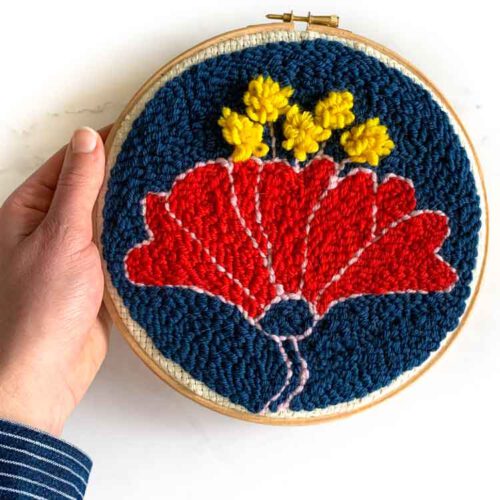 refill punch needle kit red flower