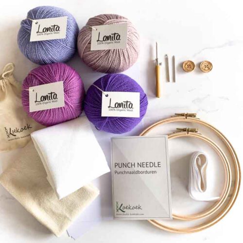 Large ecological punch needle kit 3 size punch needle kit purple shades