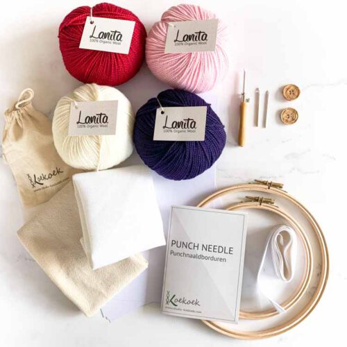 Large ecological punch needle kit 3 size punch needle cherry berry