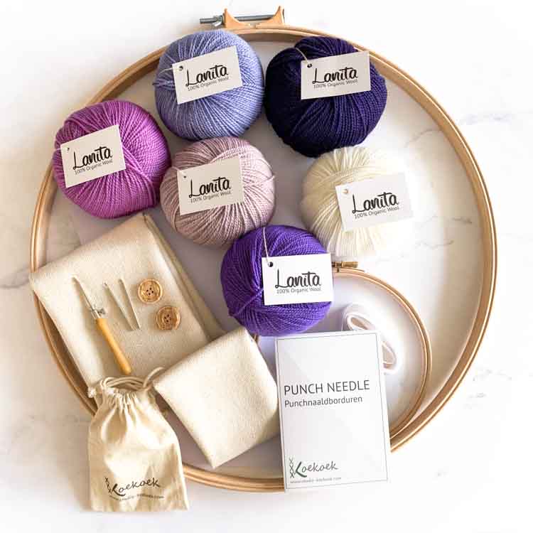 extra large ecological punch needle kit 3 size punch needle purples