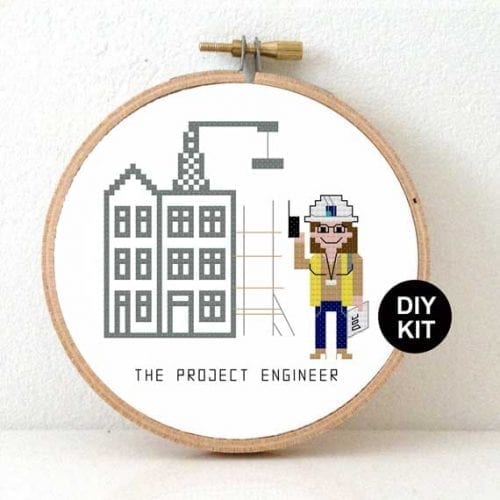 Kruissteek borduurpakket vrouw project ingenieur cadeau