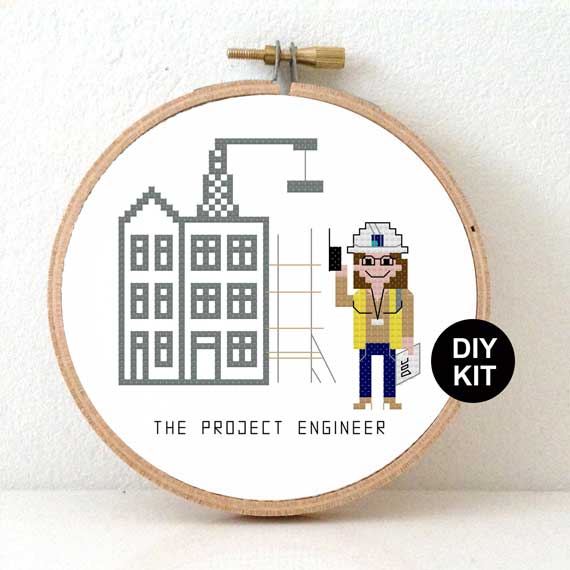 Kruissteek borduurpakket vrouw project ingenieur cadeau