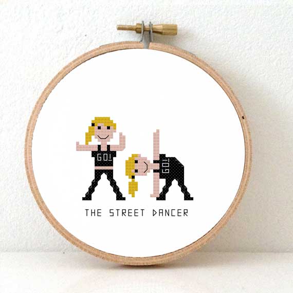 DIY cadeau voor streetdancer kruissteek borduurpatroon