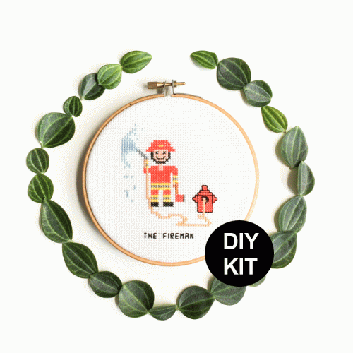 brandweerman kruissteek vrijwillige brandweer kruissteek borduurpakket