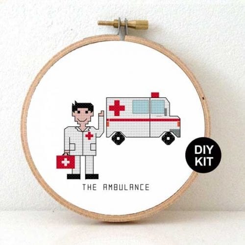 man ambulance diy cadeau kruissteek borduurpakket