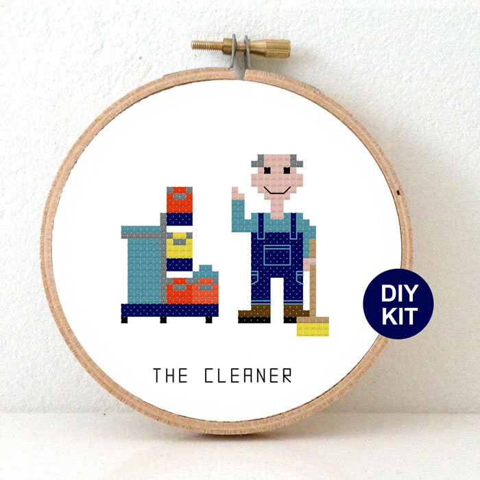 Schoonmaker (man) kruissteek borduurpakket