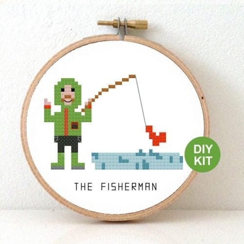 DIY gift Fisherman cross stitch kit