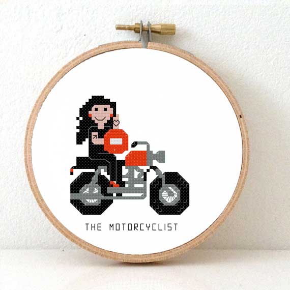2 x Motorrijder kruissteek patroon - Afbeelding 3