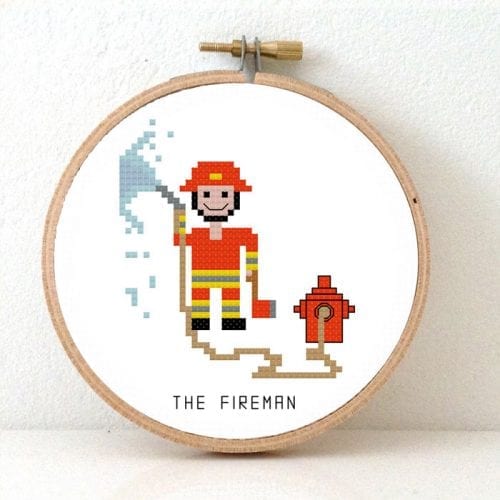 DIY cadeau brandweer kruissteek borduurpatroon