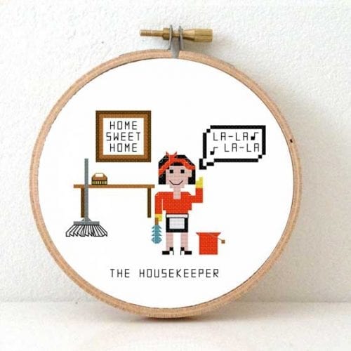 DIY cadeau voor huishoudster kruissteek borduurpatroon