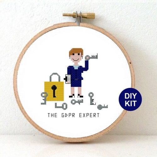 Modern kruissteek borduurpakket privacy officer cadeau