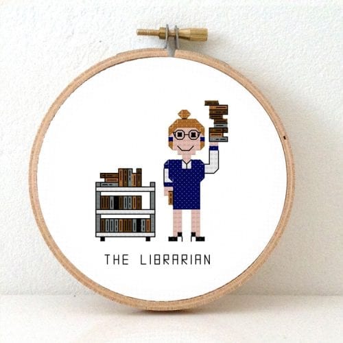 DIY cadeau voor bibliothecaris kruissteek patroon