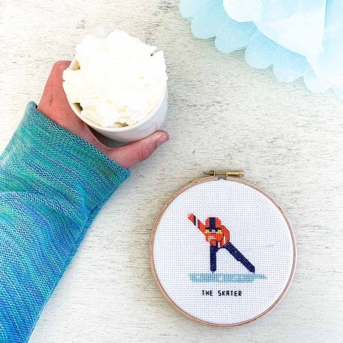 14155 schaatser kruissteek patroon schaatsfanaat