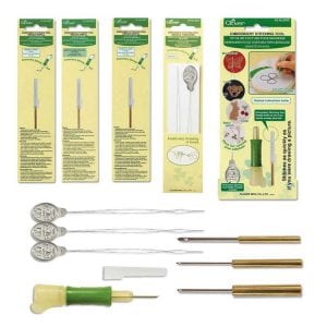 Clover punch needle set with refill needles and threaders