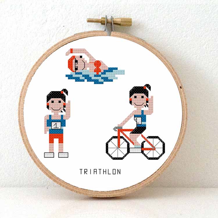 diy cadeau voor vrouwelijke triatleet kruissteek patroon