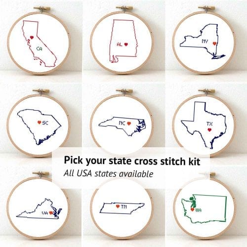 pick your usa state cross stitch kit
