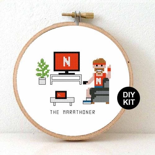 14159 cross stitch kit - netflix marathoner male cross stitch