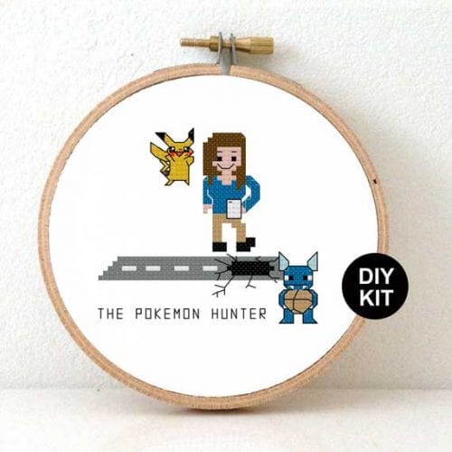 Female pokemon hunter cross stitch kit