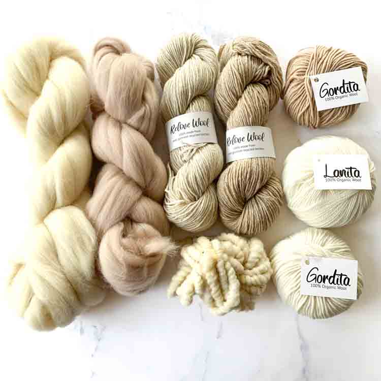white tones weaving yarn pack ecological wool