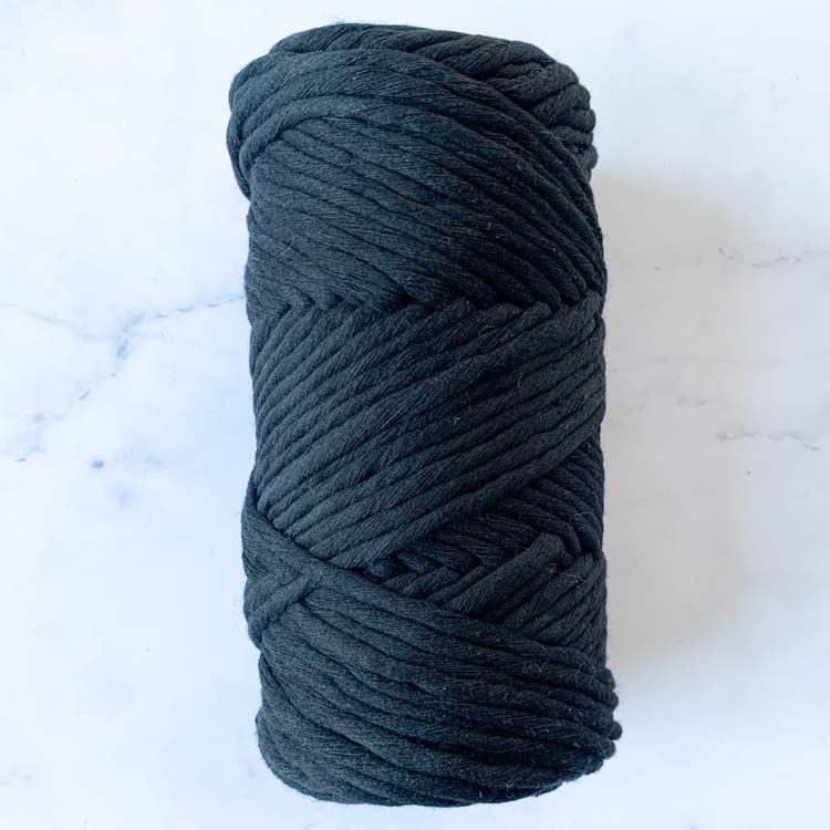 Zwarte gerecyclede macramé touw 4mm