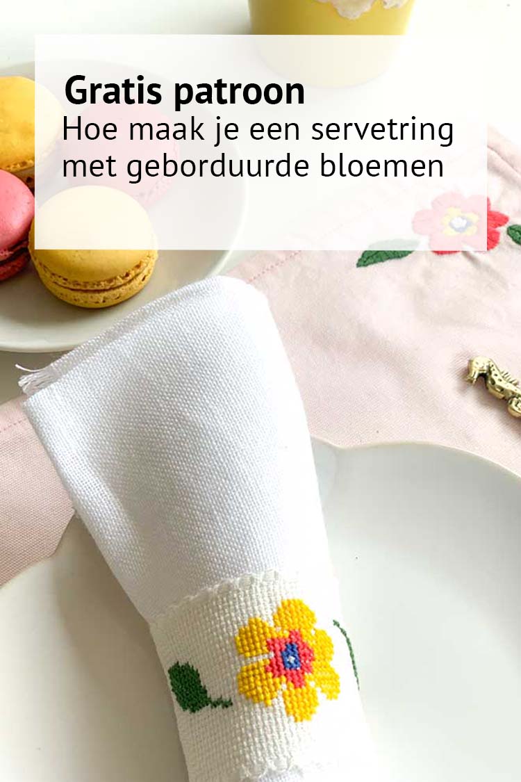 blog gratis patroon hoe maak je een servetring met geborduurde bloemen