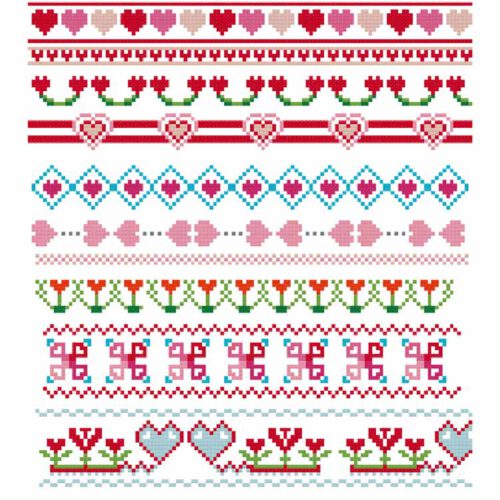 border cross stitch patterns for the edge of your fabric hearts patterns