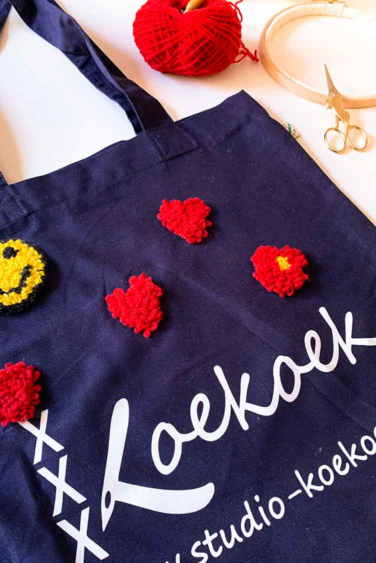 completed punch patch tote bag completed punch patch tote bag