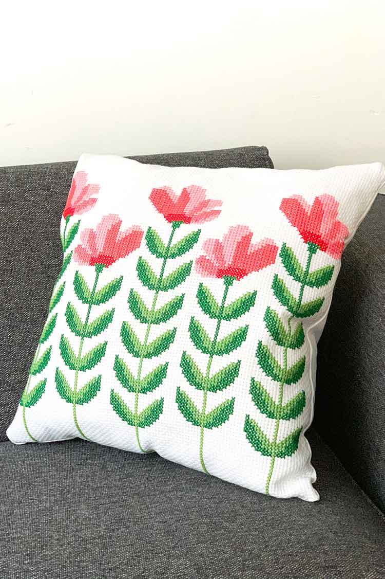 completed spring flower collection cushion_