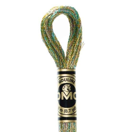 DMC Light Effects borduurgaren per streng van 8 m - E135 Metallic groengeel mix