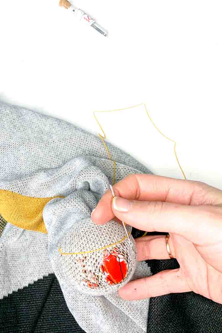 how to use a darning mushroom step 3