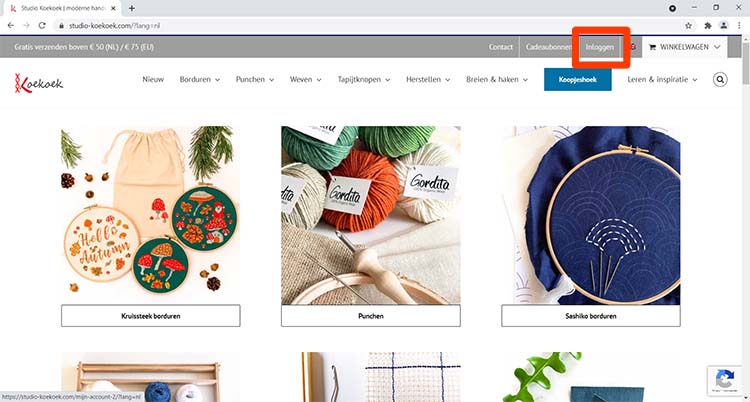 hoe log je in stap 1