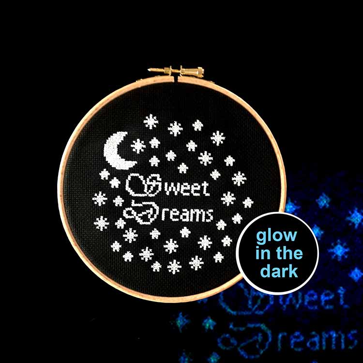 'Sweet Dreams' Glow in the dark kruissteek borduurpakket - Afbeelding 3