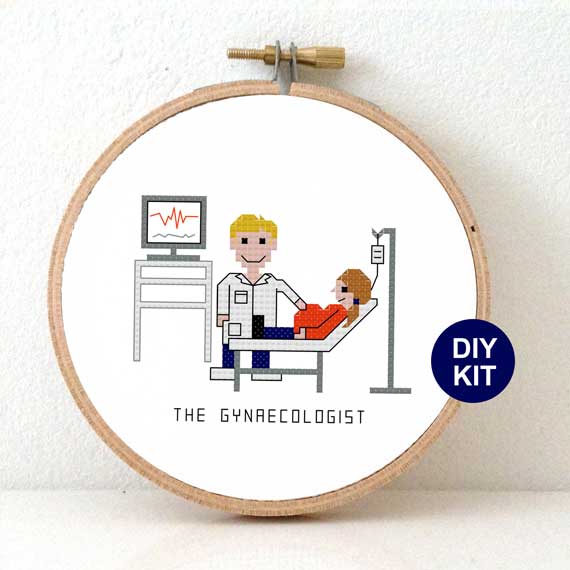 man gynaecoloog kruissteek borduurpakket