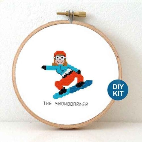 snowboarder cross stitch pattern winter sports