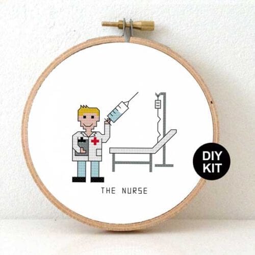 cadeau voor man verpleger kruissteek borduurpakket