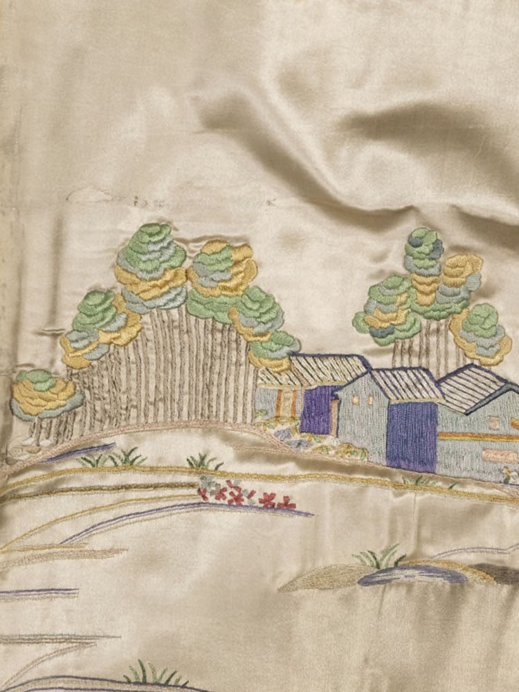 koninklijk borduren- gordijnen fragment bomen - vrij borduren