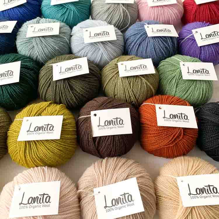 24 kleuren Lanita ecological wol bundel. 24 bollen van 50 gram premium ecologische merino wol. - Afbeelding 4